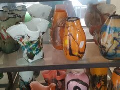 Vaze sticla cu metal